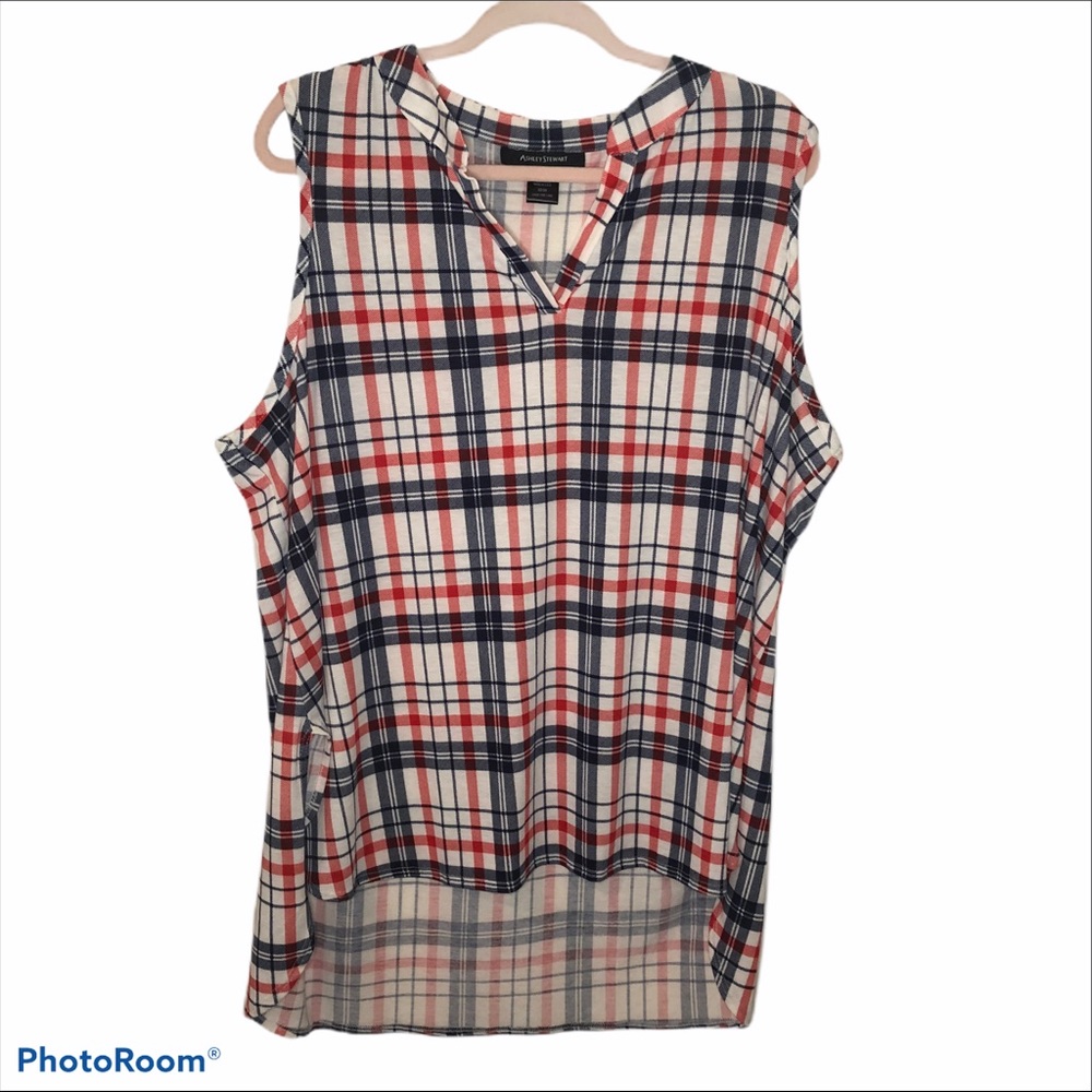 Ashley Stewart Hi Lo Plaid Shirt Sz 22/24